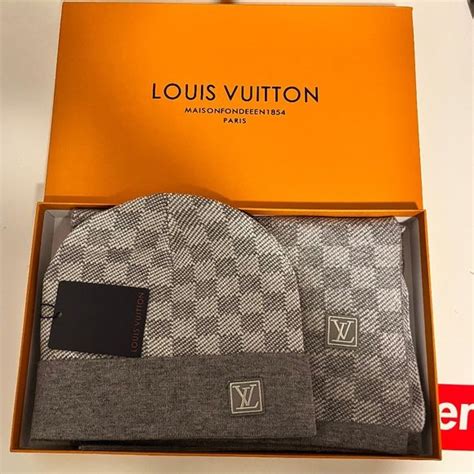 lv beanie scarft and gloves|louis vuitton men's beanie.